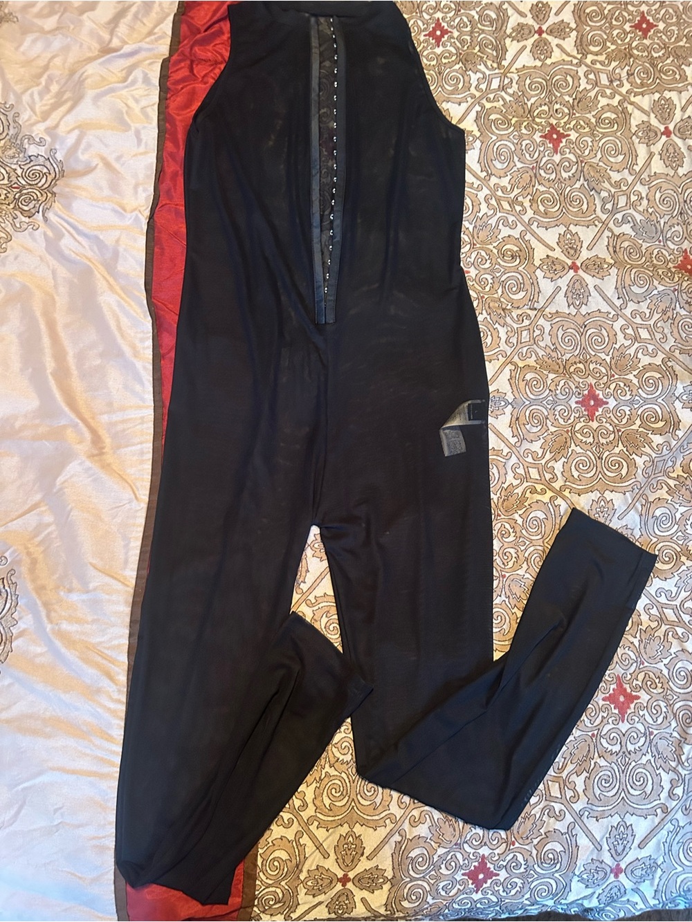 Women Black Sheer Jumpsuit Large